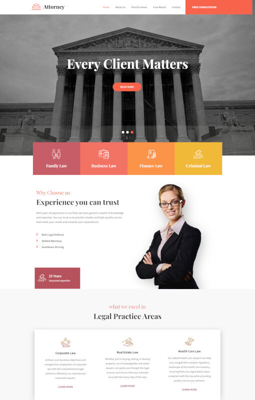 attorney website layout